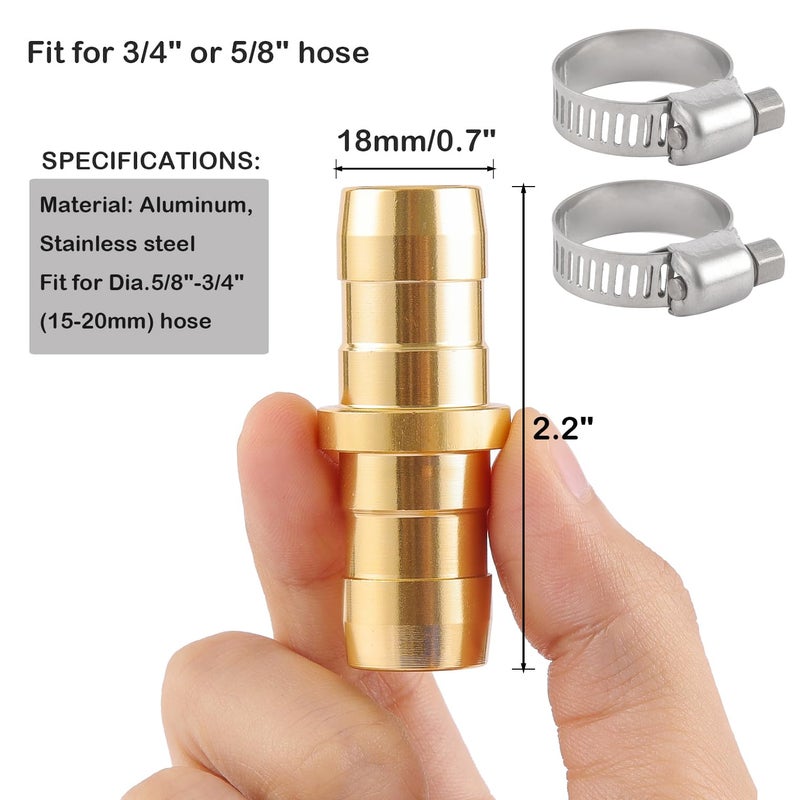 Sanpaint 2 Pack Garden Hose Connector Repair Mender Kit with Stainless Clamp,Fits 3/4"-5/8" Water Hose Repair Fitting - Image 2